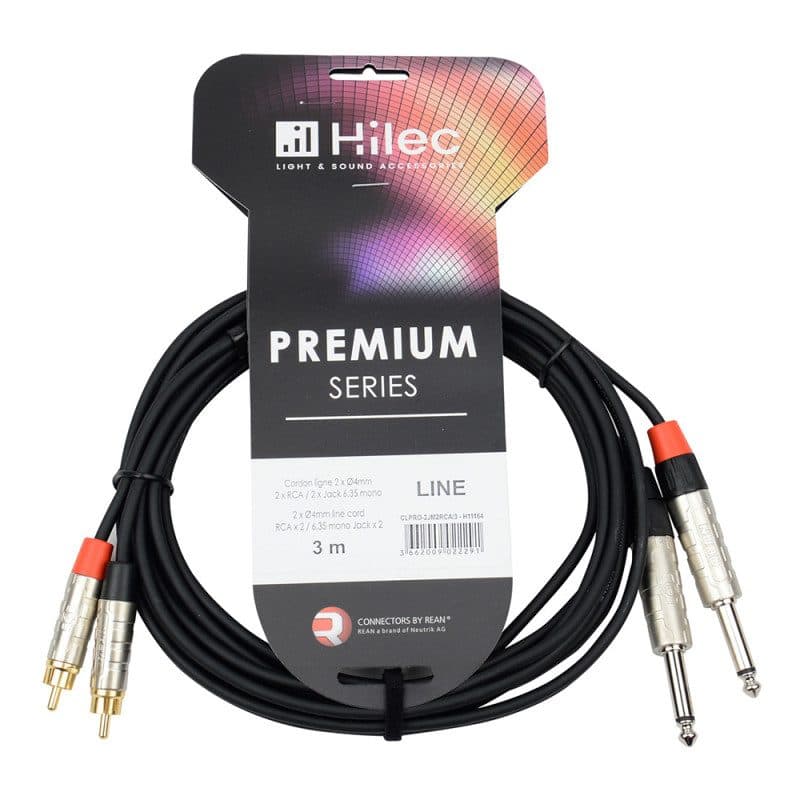 Cavo doppio jack mono maschio RCA maschio 3m REAN 2x4mm - HILEC HIT-H11164