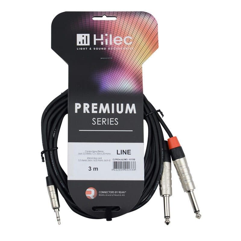 Cavo Y 2 jack mono maschio a mini-jack stereo maschio 3 m REAN - Hilec HIT-H11168