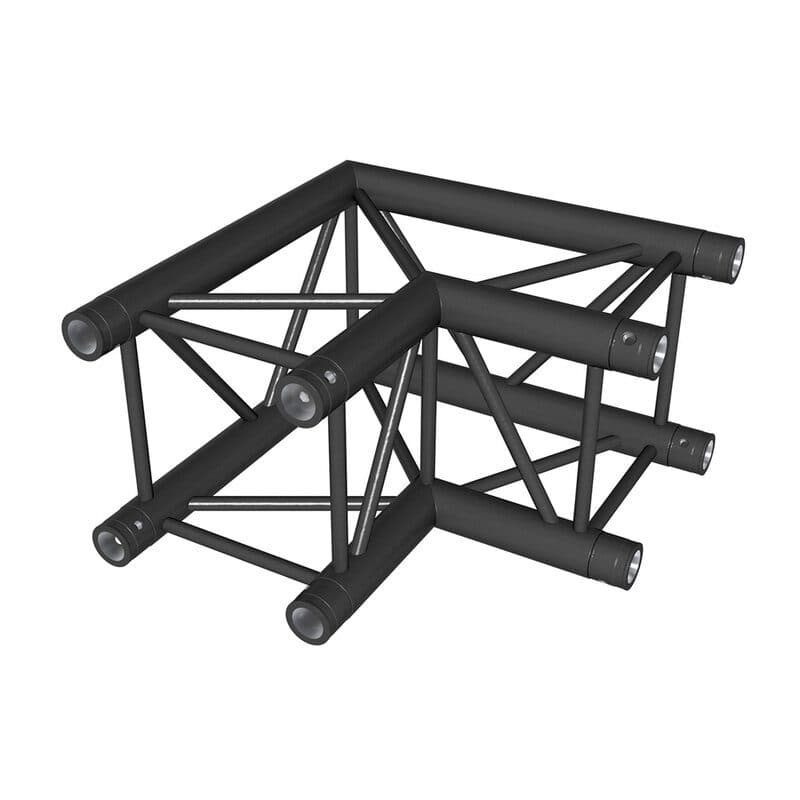 Angolo traliccio quadrato 290 mm 90° 2 direzioni nero con giunto - CONTESTAGE HIT-H11651