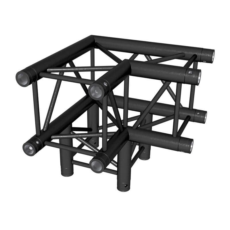 Angolo traliccio quadrato 290 mm 90° 3 direzioni nero con giunto - CONTESTAGE HIT-H11652