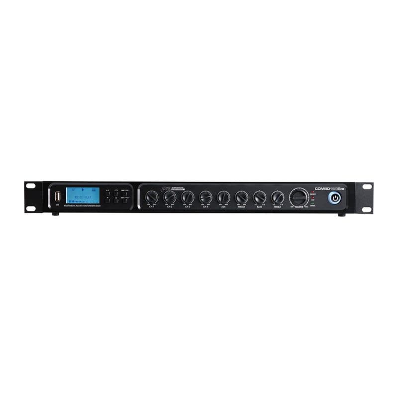 Amplificatore mixer integrato 120W 100V/4Ω 1U FM DAB+ BT USB - AUDIOPHONY PA COMBO120Evo