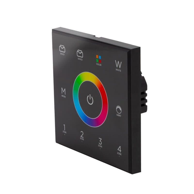 Controller da parete RGB/RGBW 4 zone 2,4 GHz DMX nero - CONTEST PILOTctl-4x4 B HIT-H11702
