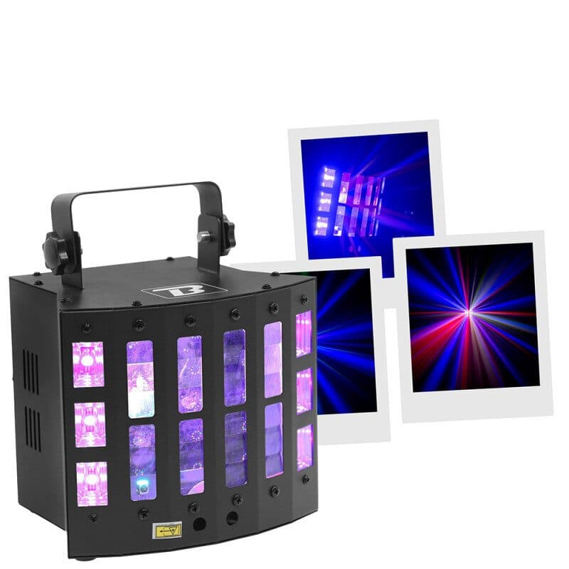 Set luci 4-in-1 Derby laser strobo 9 LED RGBWAPY DMX - Boomtone DJ MSC-BOODERBYFX4IN1