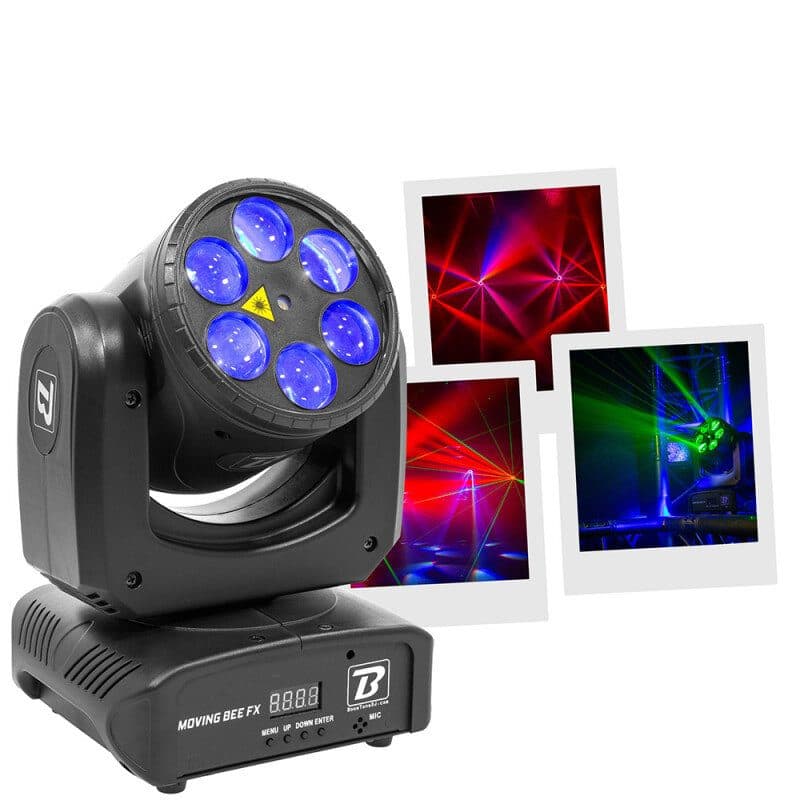 Testa mobile Beam 6x10W RGBW laser verde 90W - Boomtone DJ MSC-BOOMOVINGBEEFXLZR