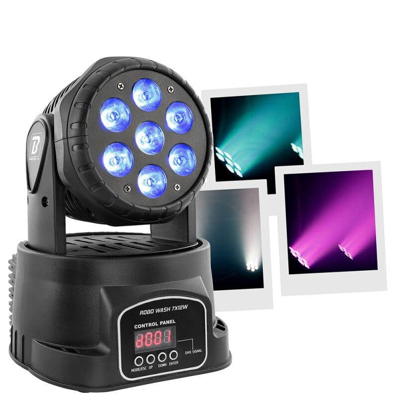 Testa mobile wash LED 7x12W RGBW 25° DMX 8/13ch - BOOMTONE DJ MSC-BOOROBOWASH7X12W