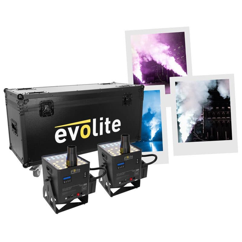 Set 2 macchine fumo getto CO2 con flight case - EVOLITE MSC-EVOFOGSHOTCO2SET