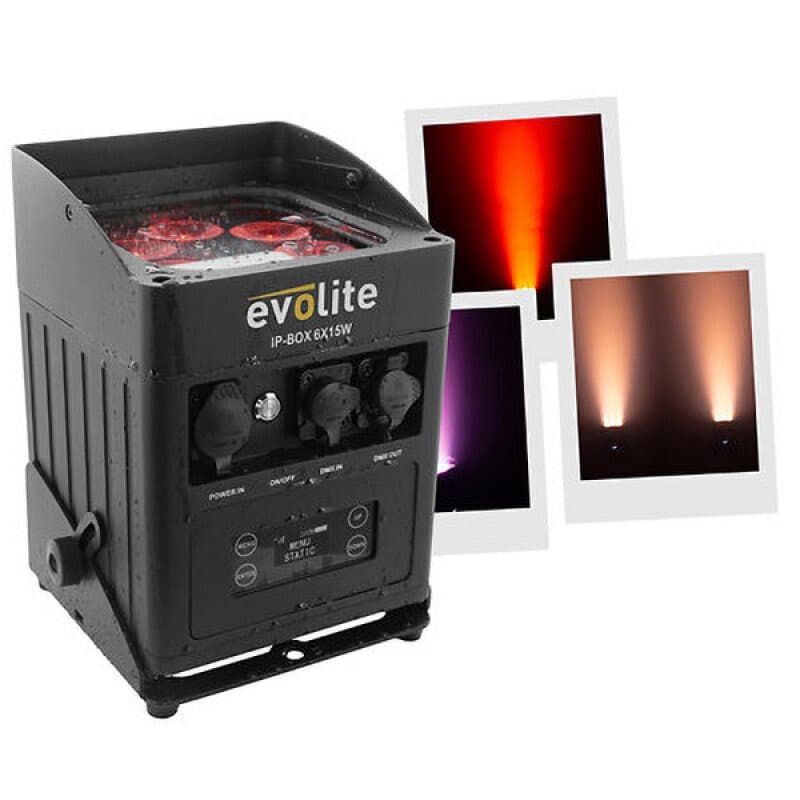 Proiettore LED RGBWA 6x15W IP65 DMX wireless - Evolite MSC-EVOIPBOX6X15W