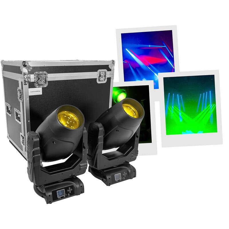 Set 2 teste mobili spot LED 380W CMY con flight case - EVOLITE PRO MSC-EVOLUMINAH380SET