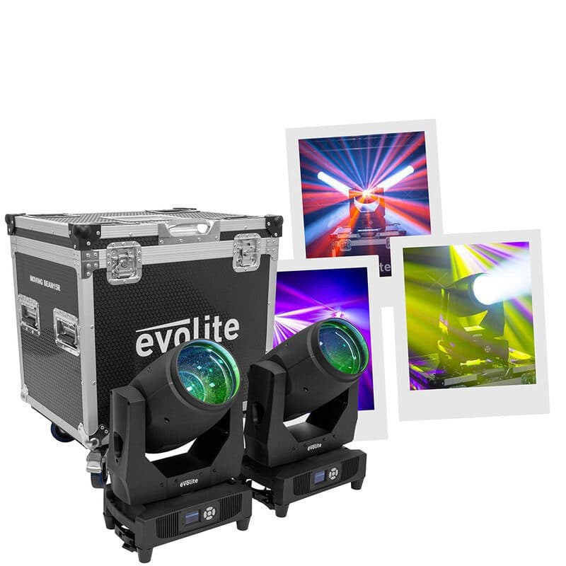 Set 2 teste mobili beam 15R 300W 1,8° con flight case - EVOLITE MSC-EVOMOVINGBEAM15R