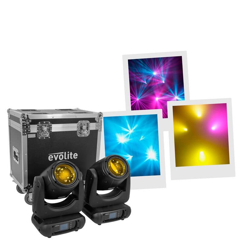 Set 2 teste mobili beam 7R MKII Osram 230W con flight case - EVOLITE MSC-EVOMOVINGBEAM7RMKIIS