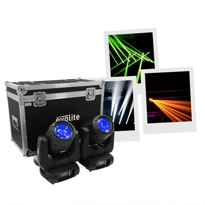Set 2 teste mobili beam 7R Osram 230W con flight case - EVOLITE MSC-EVOMOVINGBEAM7RSET