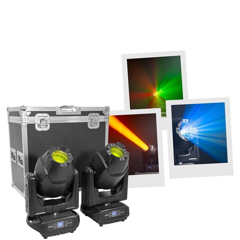 Set 2 teste mobili spot LED 250W IP65 con flight case - EVOLITE MSC-EVOSHIELDH250