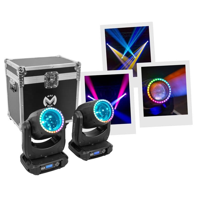 Set 2 teste mobili beam LED 150W 2,5° con flight case - MAC MAH MSC-MACMACBEAM150SET