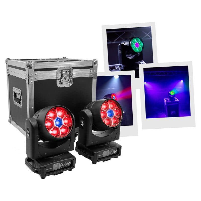 Set 2 teste mobili wash LED RGBW 7x40W con flight case - MAC MAH MSC-MACMACWASH740ZFC
