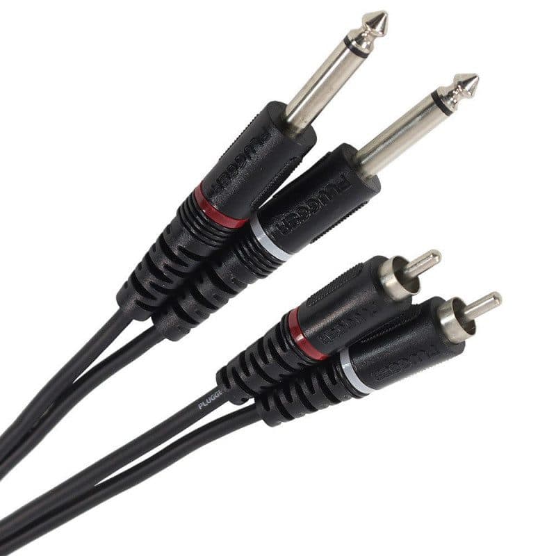 Cavo doppio RCA maschio - jack mono maschio 0,6 m - PLUGGER MSC-PLUCABBRM0JMM0M60EAS