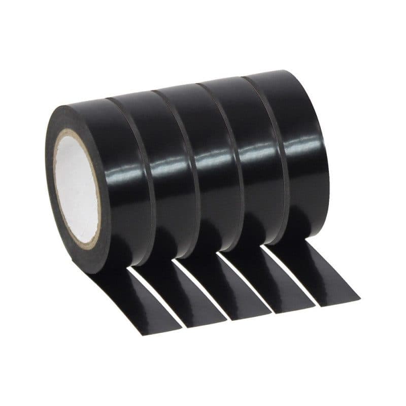Nastro isolante PVC nero, confezione 5 rotoli 10 m - PLUGGER MSC-PLUPVCTAPEBLACKPACK1