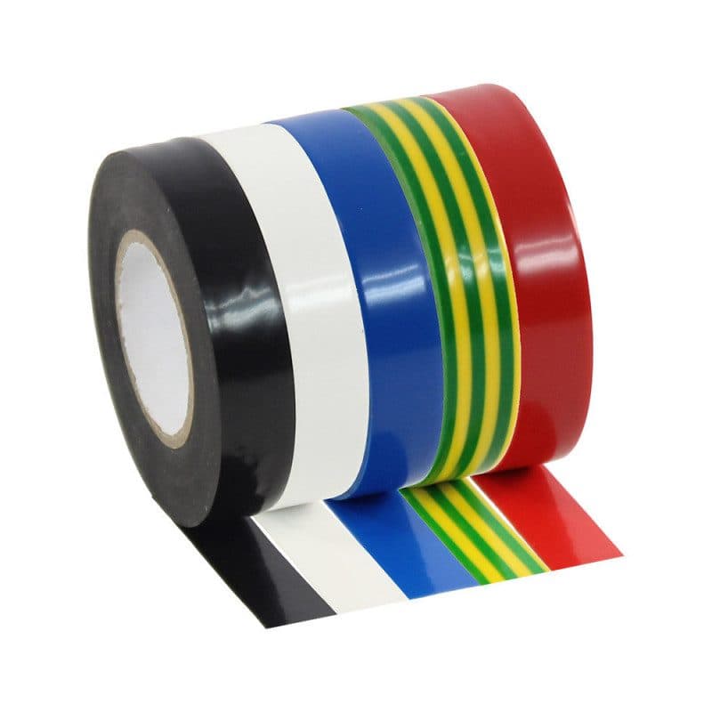Nastro isolante PVC colori, confezione 5 rotoli 20 m - PLUGGER MSC-PLUPVCTAPECOLORPACK2
