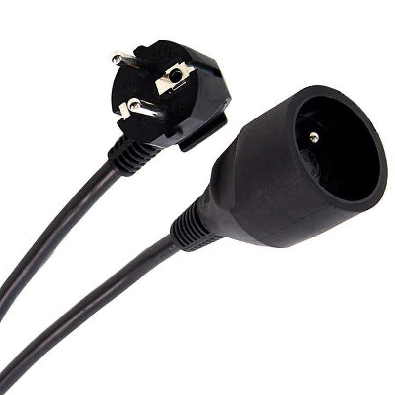 Prolunga standard NF 3m 3x1,5mm² nera con coperchio - PLUGGER MSC-PLURALLEU3M00EAS