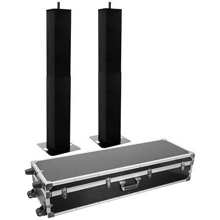 Kit 2 totem estensibili neri 106-195 cm con lycra e flight case - PLUGGER MSC-PLUTOT200RBKSET