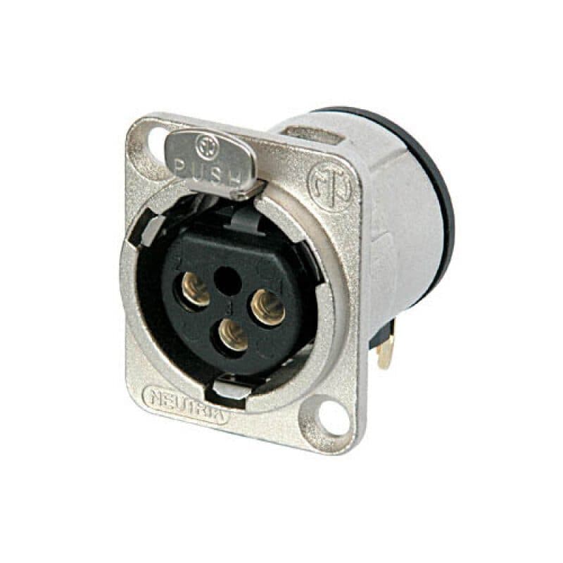 Connettore XLR femmina 3 poli da pannello PCB serie D contatti argento - NEUTRIK NEU-NC3FD-H