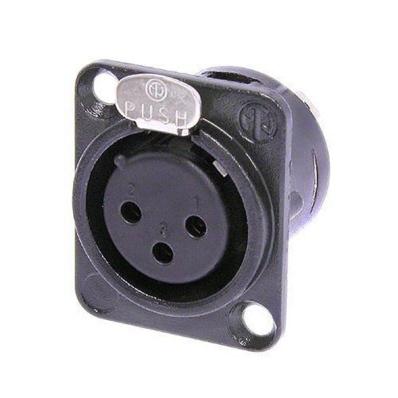 Connettore XLR femmina 3 poli da pannello DL metallo nero contatti oro - NEUTRIK NEU-NC3FD-L-B-1