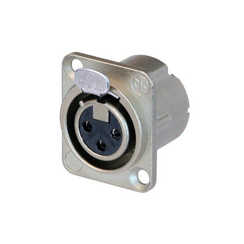 Connettore XLR femmina 3 poli pannello, crimp B-Crimp, DLX nichel - NEUTRIK NEU-NC3FD-LX-HA