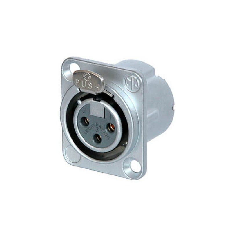Connettore XLR femmina 3 poli da pannello cromato oro - Neutrik NEU-NC3FD-LX-HE