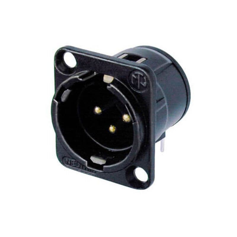 Connettore XLR maschio da pannello 3 poli PCB, RF, metallo nero, oro - NEUTRIK NEU-NC3MD-H-B