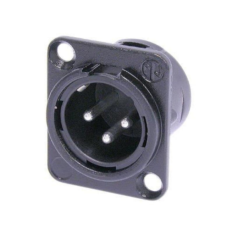 Connettore XLR maschio 3 poli da pannello DL metallo nero contatti argento - NEUTRIK NEU-NC3MD-L-BAG-1