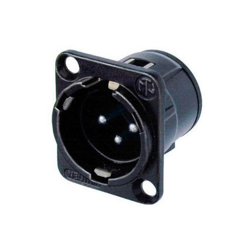 Connettore XLR maschio da pannello 3 poli PCB, metallo nero, argento - NEUTRIK NEU-NC3MD-V-BAG