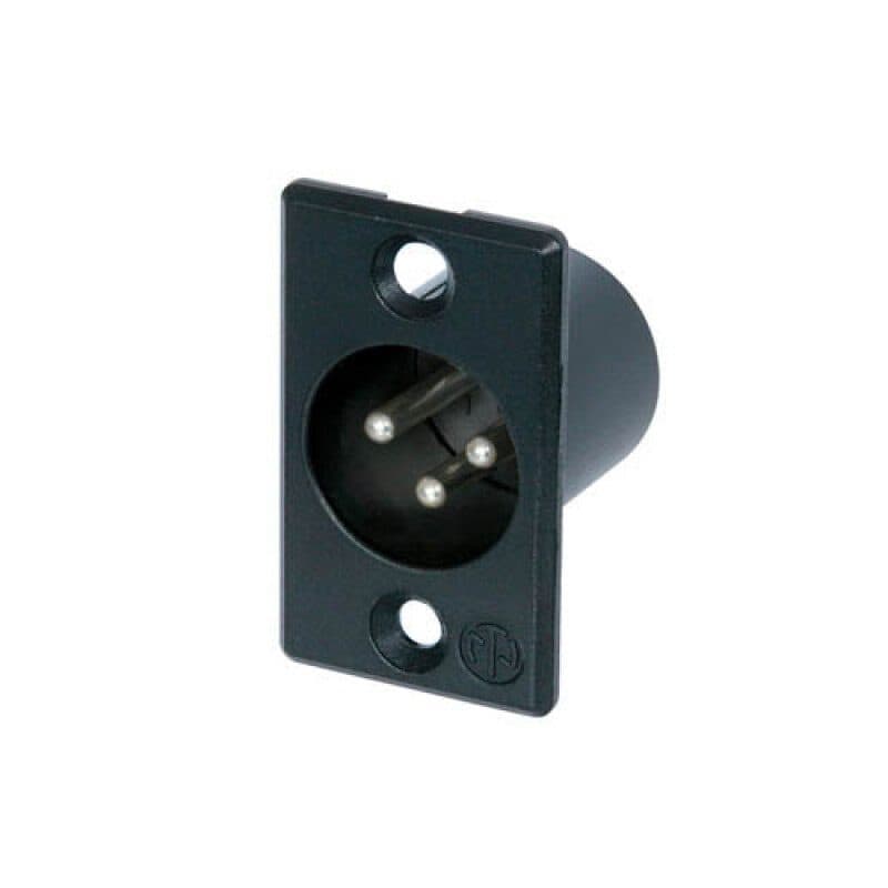 Connettore XLR maschio da pannello 3 poli nero argento serie P - Neutrik NC3MP-BAG