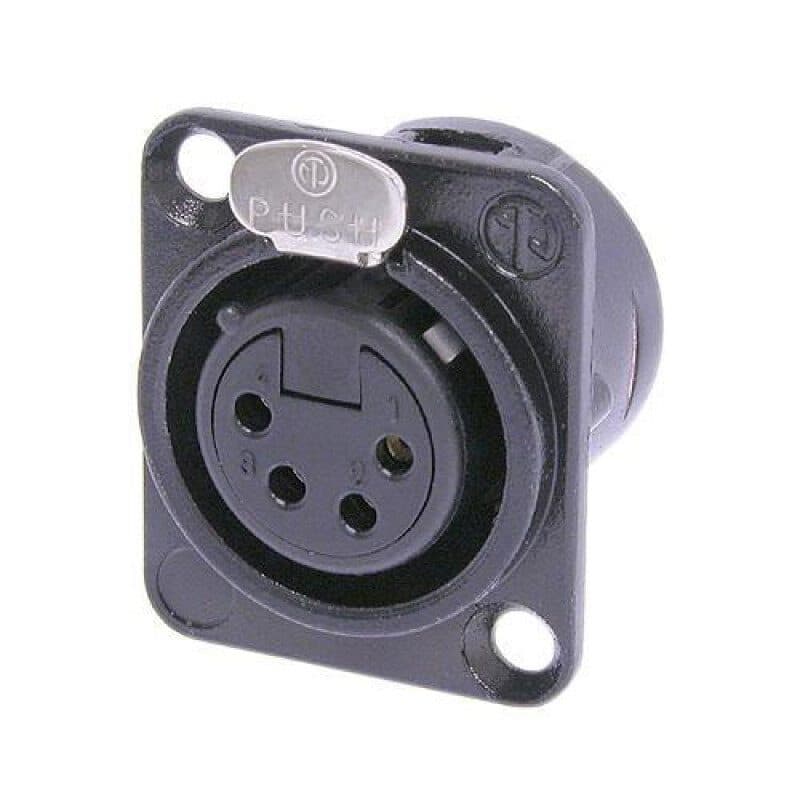 Connettore XLR femmina 4 poli da pannello DL metallo nero contatti oro - NEUTRIK NEU-NC4FD-L-B-1