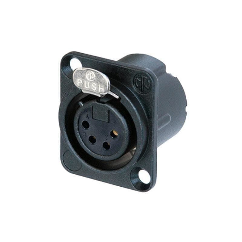 Connettore XLR chassis femmina 4 poli DLX nero contatti oro - NEUTRIK NC4FD-LX-B