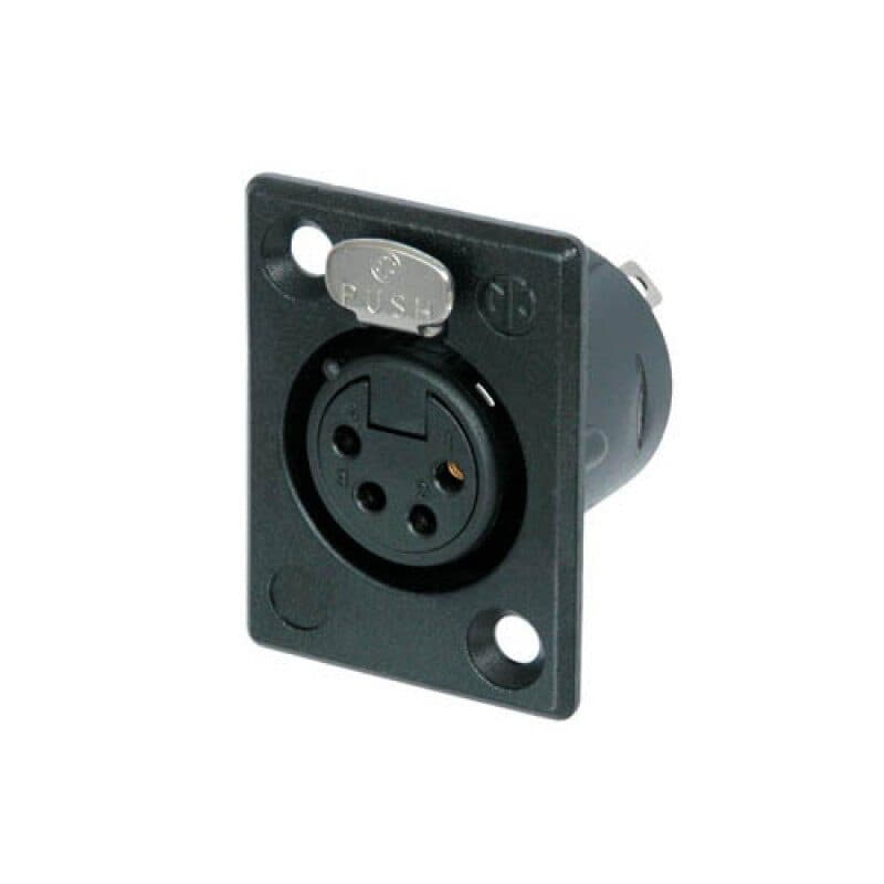 Connettore XLR femmina da pannello 4 poli nero oro serie P - Neutrik NC4FP-B-1