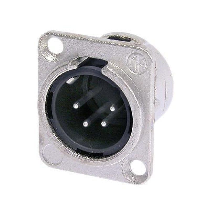 Connettore XLR maschio 4 poli da pannello nickel argento - Neutrik NEU-NC4MD-L-1