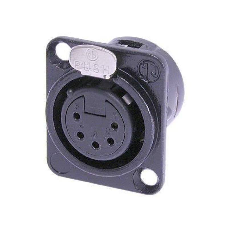 Connettore XLR femmina 5 poli da pannello nero contatti argento - Neutrik NEU-NC5FD-L-BAG-1