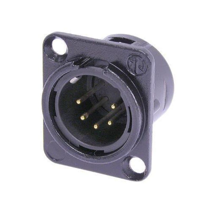 Connettore XLR maschio 5 poli da pannello nero contatti argento - Neutrik NEU-NC5MD-L-BAG-1