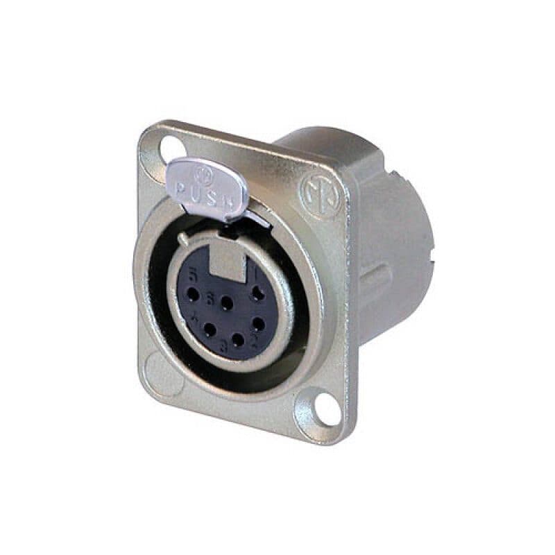 Connettore XLR femmina 6 poli da pannello nickel serie DLX - NEUTRIK NEU-NC6FD-LX