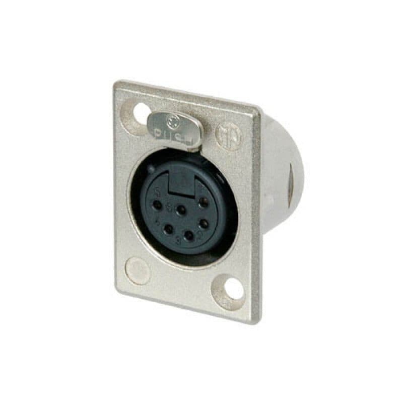 Connettore XLR femmina 6 poli da pannello nickel argento Serie P - NEUTRIK NC6FP-1
