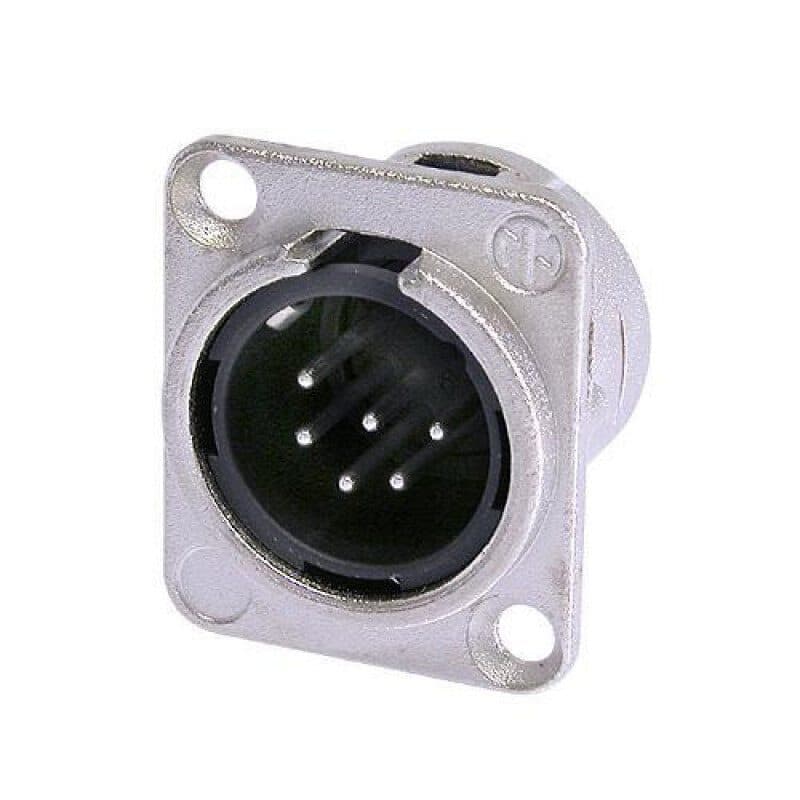Connettore XLR maschio 6 poli da pannello nichel argento - NEUTRIK NEU-NC6MD-L-1