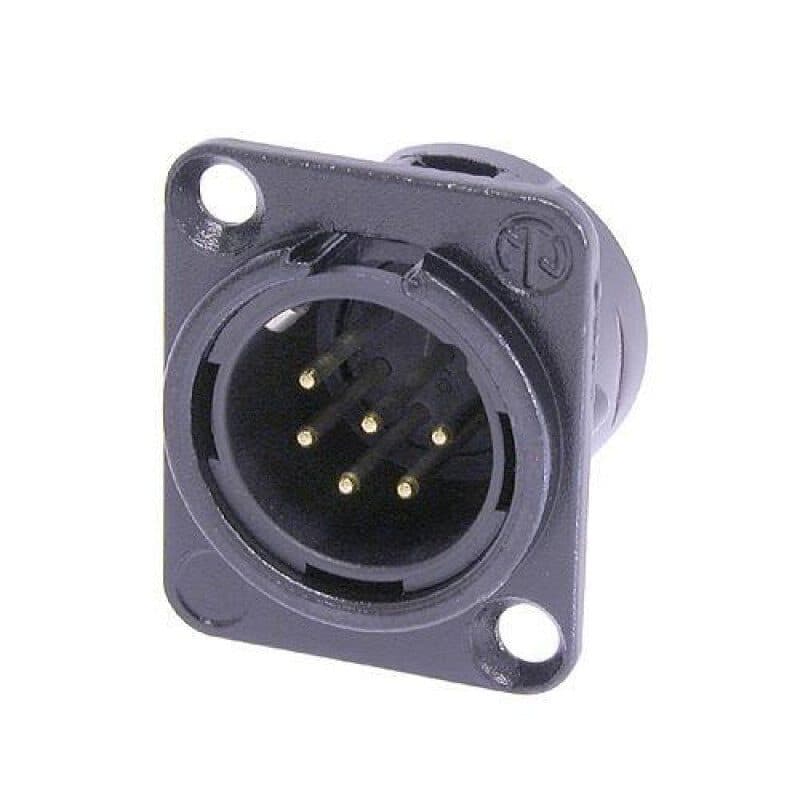 Connettore XLR maschio 6 poli da pannello nero contatti oro - NEUTRIK NEU-NC6MD-L-B-1