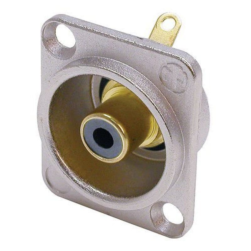 Connettore RCA femmina da pannello, isolante nero, contatti dorati - NEUTRIK NEU-NF2D-0