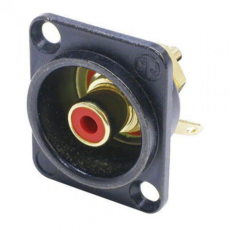 Connettore RCA femmina da pannello cromato nero isolante rosso - NEUTRIK NEU-NF2D-B-2
