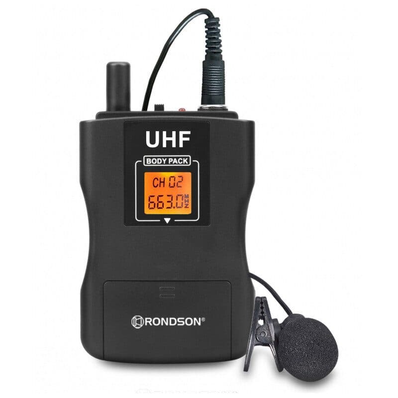 Trasmettitore bodypack UHF 658,1 MHz lavalier e ad archetto BE-1020 - Rondson RON-02512-2