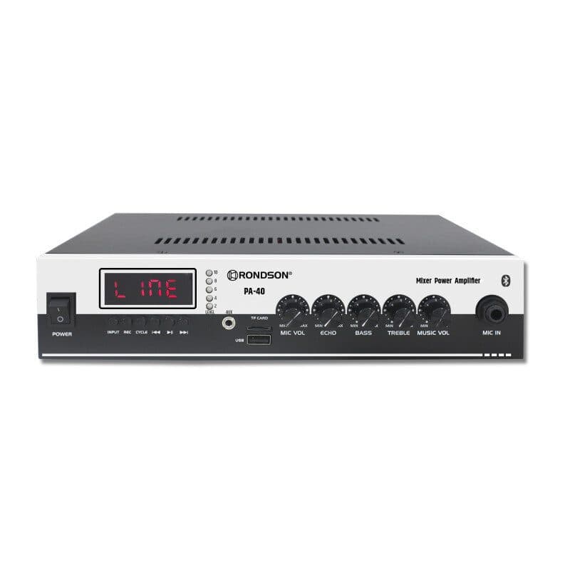 Amplificatore mixer mono 40W 70V/100V Bluetooth USB registratore - RONDSON PA-40 RON-02542