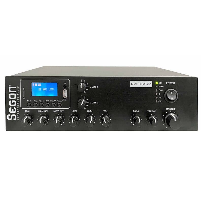 Amplificatore integrato 2 zone 60W Bluetooth USB RDS FM - SEGON PROFESSIONAL AUDIO RON-02739