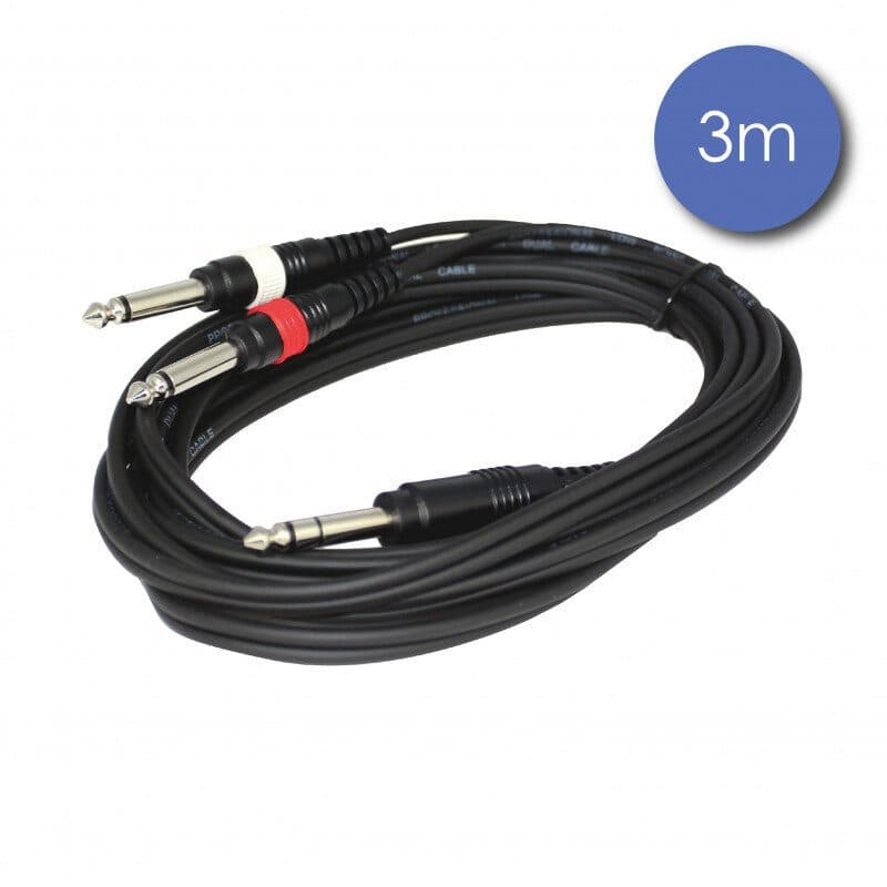Cavo stereo 2 jack mono/jack stereo 3 m termo modellato - Power Acoustics CAB 2081