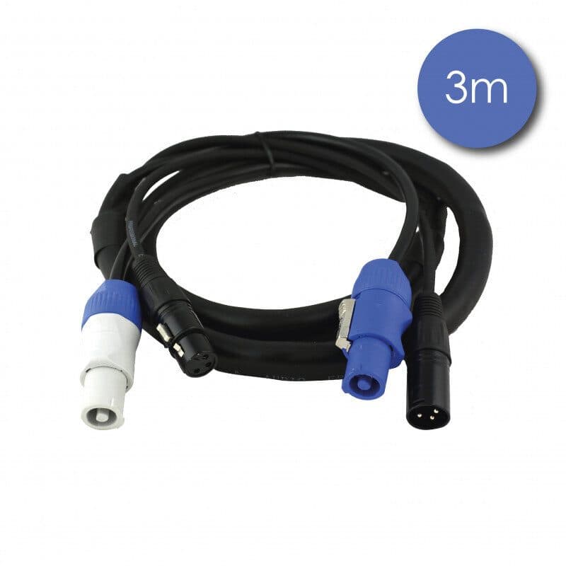 Cavo alimentazione + DMX 3 m powerCON M/F XLR 3 pin F/M - Power Acoustics CAB 2198