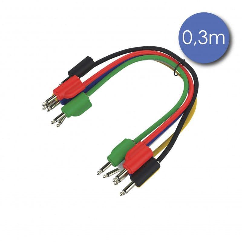 Set 6 cavi patch mini-jack mono 30cm, presa passante femmina - POWER ACOUSTICS CAB 2211