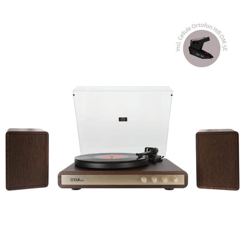 Impianto Hi-Fi minimale legno scuro amplificatore diffusori 2 vie - ENOVA HIFI SOG-9100_VELA_VP2
